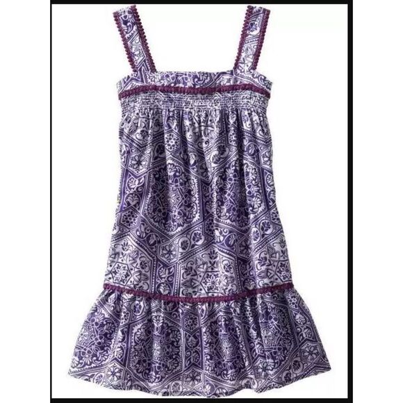 NWOT Gap kids purple white medallion Moroccan tile print maxi tank sun dress M 8